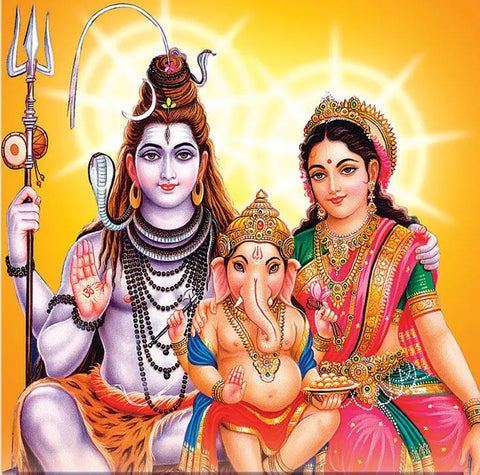 Ganesha with Maa parvati and Lord Shiva