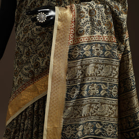 Beige - natural dyed pedana chanderi silk kalamkari saree