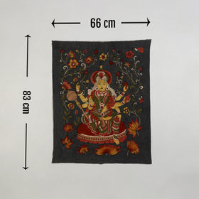 Srikalahasti Kalamkari Art Wall Hanging with Goddess Mata Motif by Ghanshyam Sarode (32 x 26 in) 07