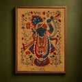 Srikalahasti Kalamkari Art Wall Hanging with Lord Krishna Motif by Ghanshyam Sarode (52 x 38 in) 06
