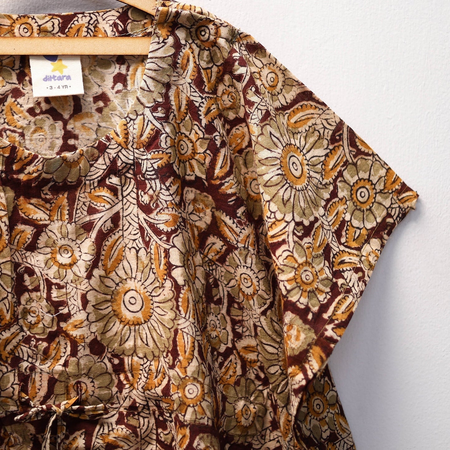 Brown - kalamkari cotton kids kaftan (3-4 years) 53