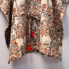 Beige Kalamkari Block Print Cotton Kids Kaftan (3-4 Years)