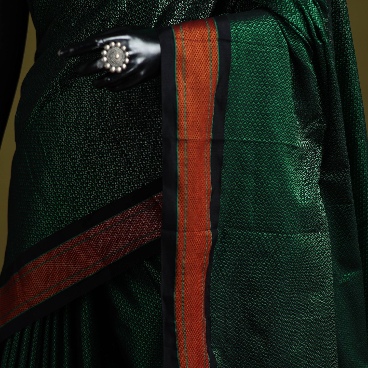 Silk cotton khun saree with ilkal pallu chikki paras border