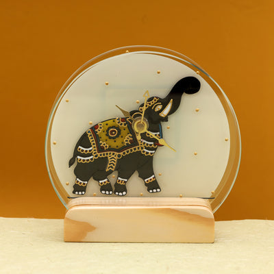 Hastin - Hand-Painted Glass Kalamkari Desk Clock
