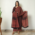 Multicolor - Bagh Block Printed Cotton Kurta with Palazzo & Dupatta Set 09