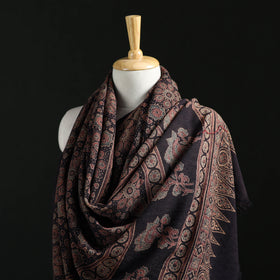 Ajrakh Hand Block Print Natural Dyed Handwoven Acrylic Wool Shawl 05
