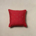 Polka Dot Zari Buti Plain Cushion Cover (16 x 16 in) 13