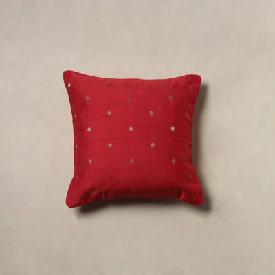 Polka Dot Zari Buti Plain Cushion Cover (16 x 16 in) 13