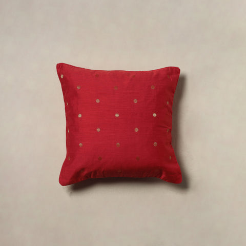 Polka Dot Zari Buti Plain Cushion Cover (16 x 16 in) 13