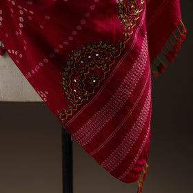 Kutch Bandhani Handwoven Neran Hand Embroidery Merino Wool Shawl 60