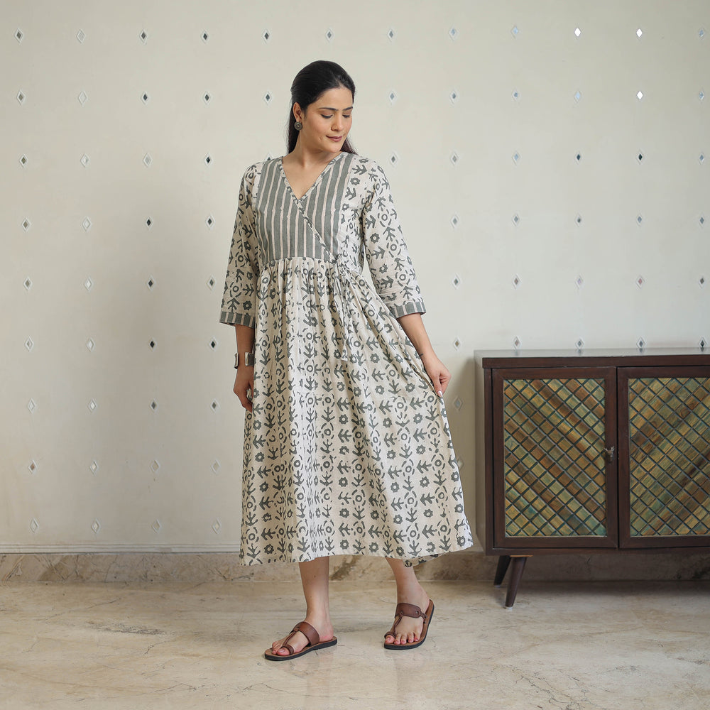 Pure Cotton Angrakha Batik Print Dress 05