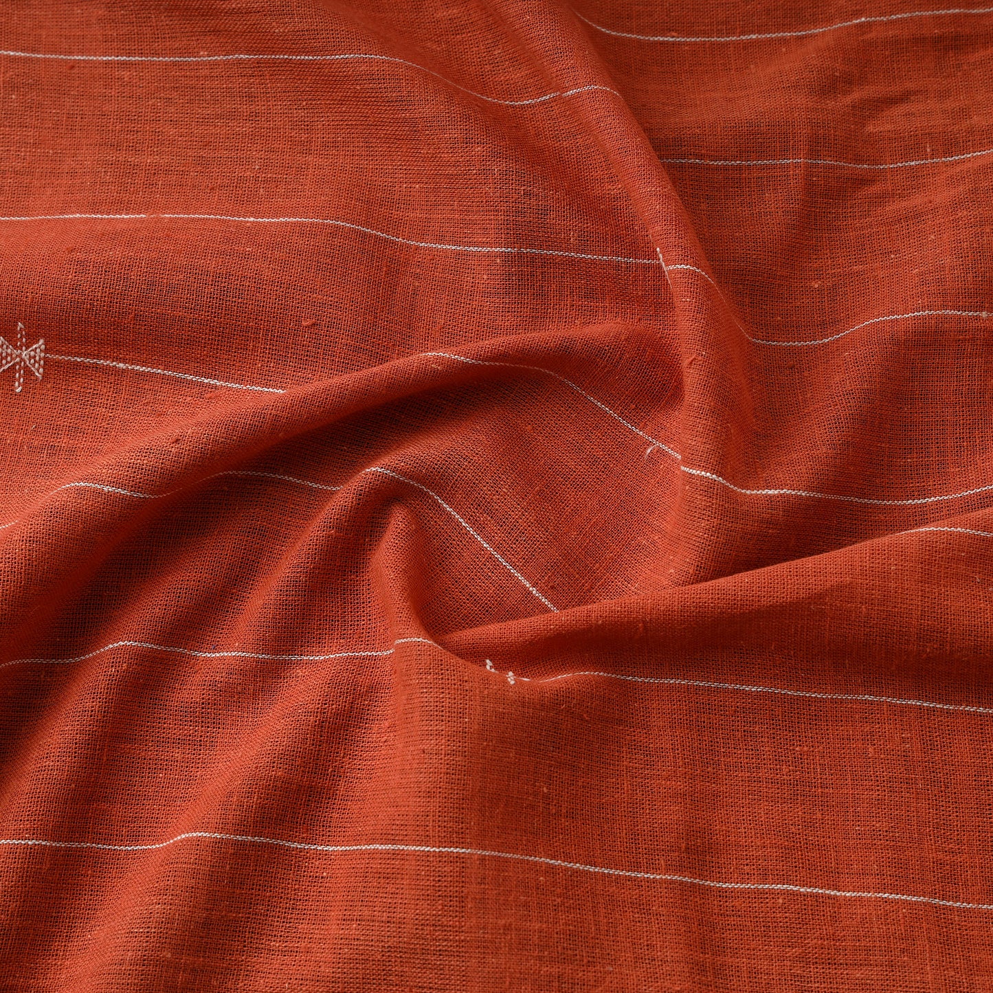 Orange - Organic Kala Cotton Handloom Buti Fabric 11