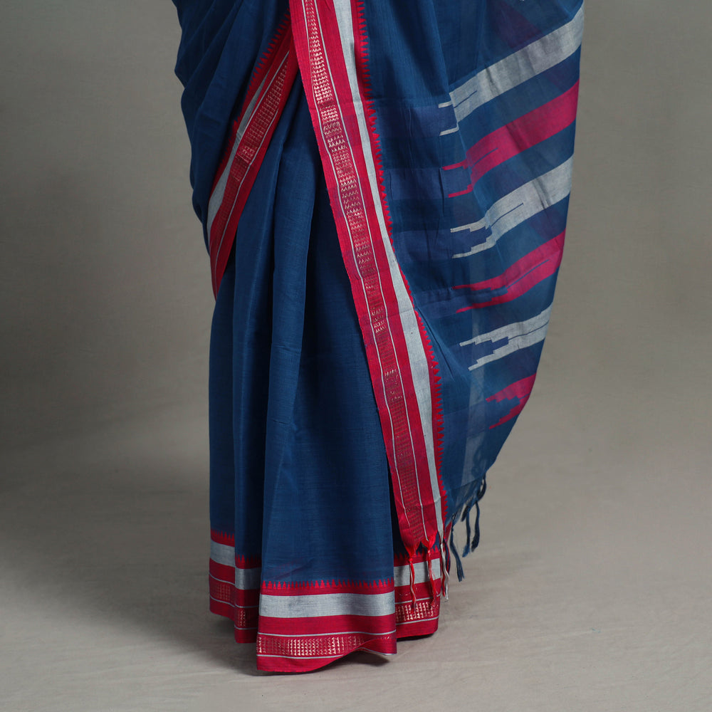 Blue - Cresendo Cotton Handloom Saree 04