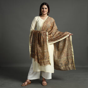  Pedana Kalamkari Block Printed Chanderi Silk Handloom Dupatta with Zari Border 64 Online at iTokri.com