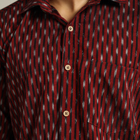 Buy Maroon Pochampally Ikat Weave Cotton Men Full Sleeve Shirt 24 Online at iTokri.com