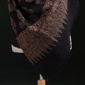 Ajrakh Hand Block Print Natural Dyed Handwoven Acrylic Wool Shawl 05