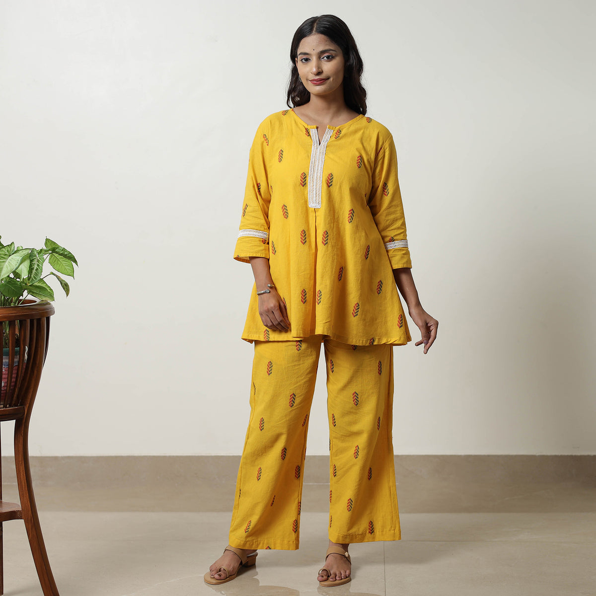 Yellow - Jacquard Cotton Co-Ord Set 07