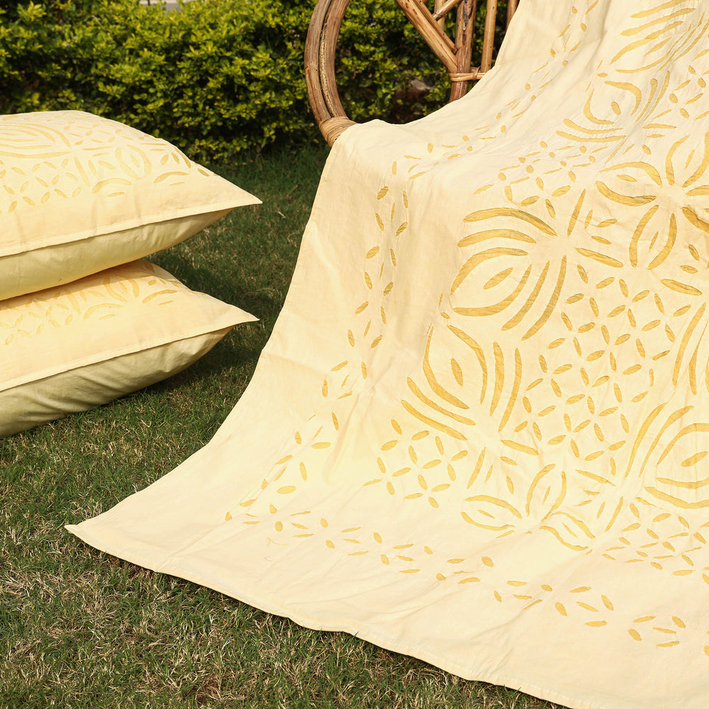 applique double bed cover set