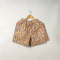 Light Yellow Block Print Cotton Unisex Sanganeri Shorts/Boxer
