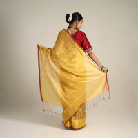 Yellow - Fine Tissue Zari Bengal Saree with Embroidered Blouse 05