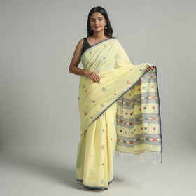  Handloom Cotton Phulia Jamdani Saree with Tassels 