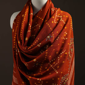 Kutch Bandhani Handwoven Neran Hand Embroidery Merino Wool Shawl 61