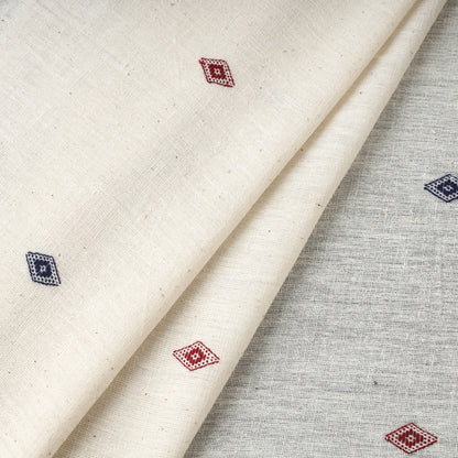 White - Organic Kala Cotton Handloom Buti Fabric 12