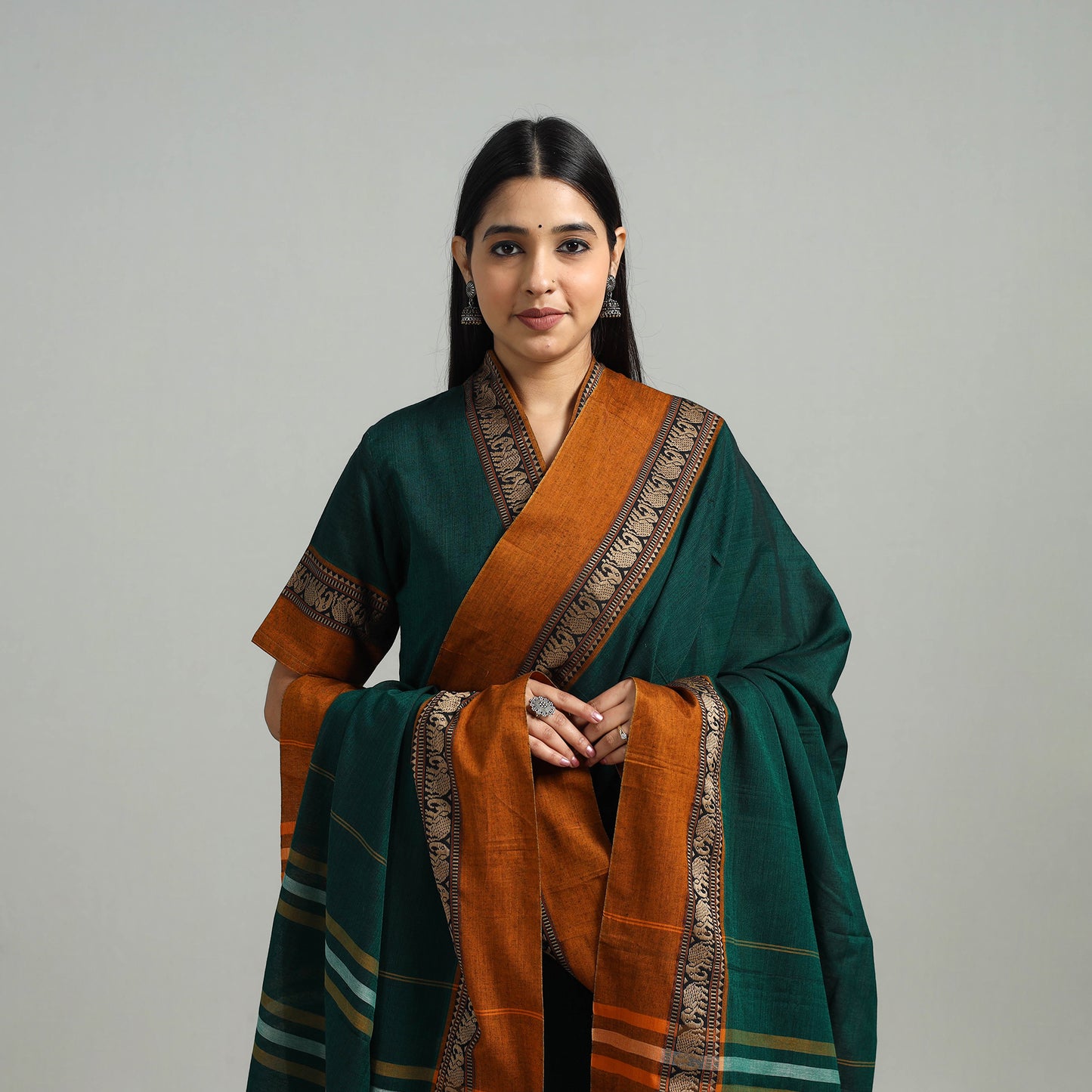 Green - Cotton Dharwad Kurta Set with Palazzo & Dupatta 05