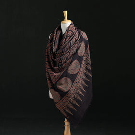 Ajrakh Hand Block Print Natural Dyed Handwoven Acrylic Wool Shawl 06