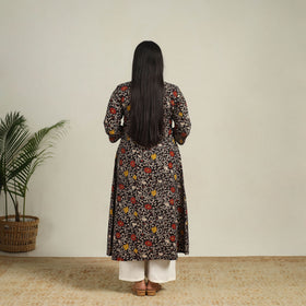 Buy Black Printed Cotton A-Line Kalamkari Kurta For Women