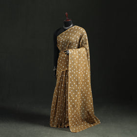 Brown - Bandhani Tie-Dye Kota Doria Cotton Saree 26