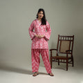 Sanganeri Hand Block Print Cotton Lace Work Short Kurta with Farshi Salwar Set for women 01