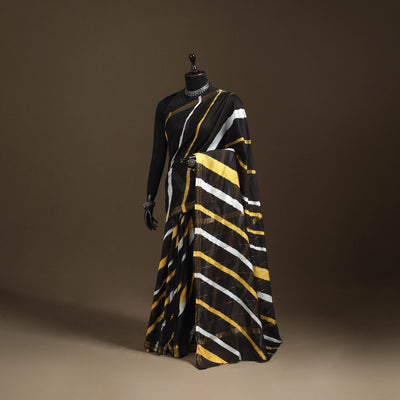 Chanderi Silk Leheriya Tie-Dye Saree with Zari Border 01
