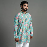 Sanganeri Block Printed Cotton Men Short Kurta 01