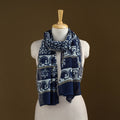 Blue - Pipad Hand Block Print Natural Dyed Chanderi Silk Handloom Stole 25