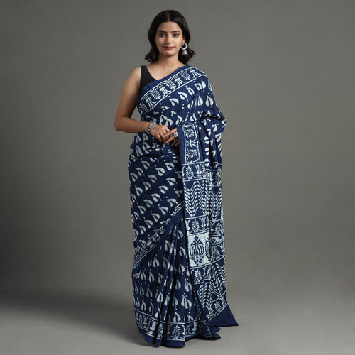 block printed saree