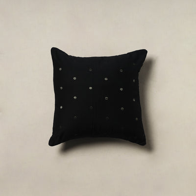 Polka Dot Zari Buti Plain Cushion Cover (16 x 16 in) 14