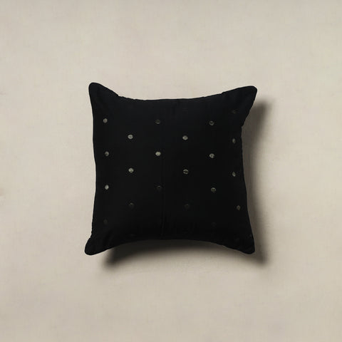 Polka Dot Zari Buti Plain Cushion Cover (16 x 16 in) 14