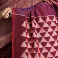 Maroon - Pochampally Ikat Weave Handloom Cotton Saree