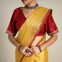 Yellow - Fine Tissue Zari Bengal Saree with Embroidered Blouse 05