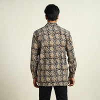 Black - Kalamkari Block Printed Cotton Men Full Sleeve Shirt 11