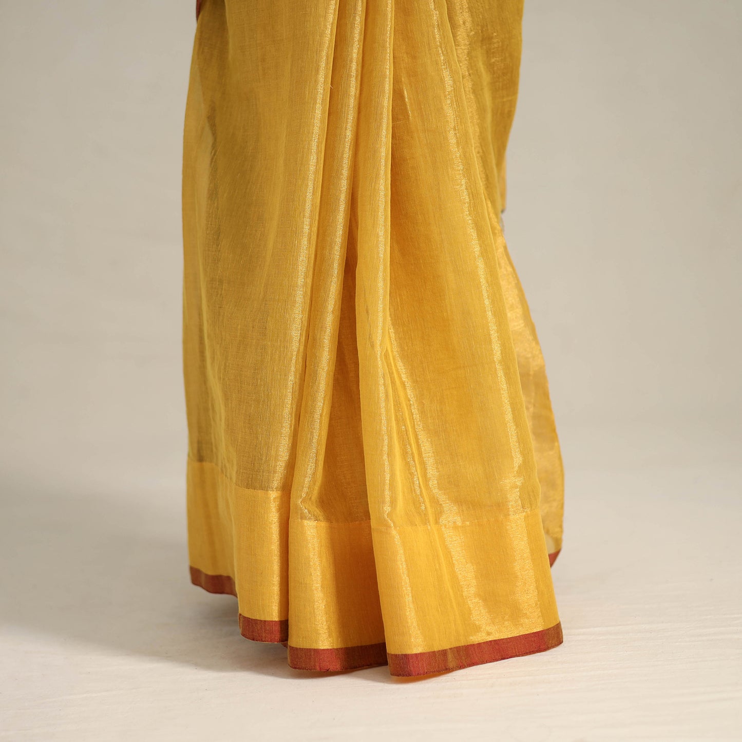 Yellow - Fine Tissue Zari Bengal Saree with Embroidered Blouse 05