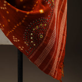 Kutch Bandhani Handwoven Neran Hand Embroidery Merino Wool Shawl 61