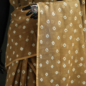 Brown - Bandhani Tie-Dye Kota Doria Cotton Saree 26