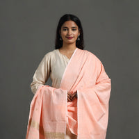 Peach - Assam Weave Thread Buti Cotton Handloom Dupatta 21