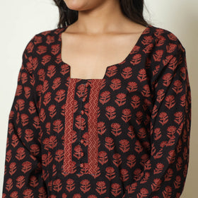 Multicolor - Bagh Block Printed Cotton Kurta with Palazzo & Dupatta Set 09