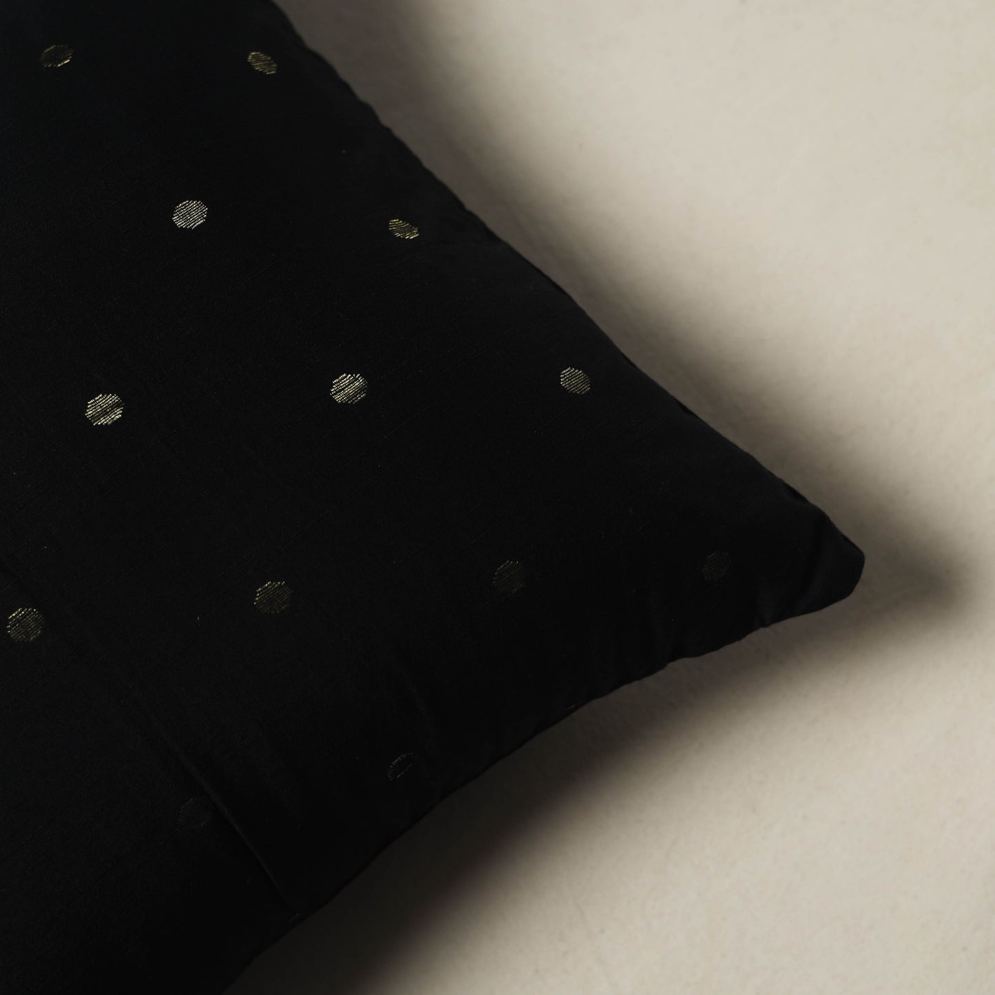 Polka Dot Zari Buti Plain Cushion Cover (16 x 16 in) 14
