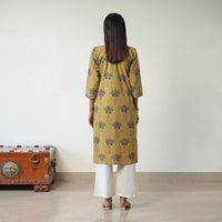 Yellow - Block Printed Cotton Straight Ajrakh Kurta 09