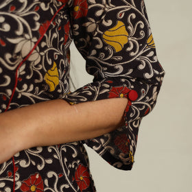 Buy Black Printed Cotton A-Line Kalamkari Kurta For Women