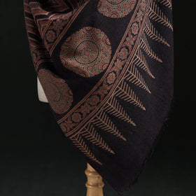 Ajrakh Hand Block Print Natural Dyed Handwoven Acrylic Wool Shawl 06